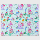 Papier Cadeau Sirènes Fêtant Noël Avec Des Amis (Plat)