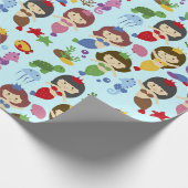 Papier Cadeau Sirènes mignonnes de chibi de natation sous le (Coin)