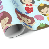 Papier Cadeau Sirènes mignonnes de chibi de natation sous le (Coin rond)