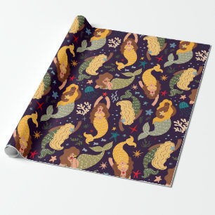 Papier Cadeau Sirènes, poisson et Imaginaire de corail Conte de