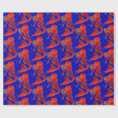 Papier Cadeau sirènes rouges sur bleu foncé (Plat)