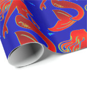 Papier Cadeau sirènes rouges sur bleu foncé (Coin rond)