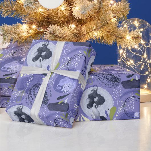 Papier Cadeau Sirènes Whimsical Purple Abstrait Motif (Vacances)