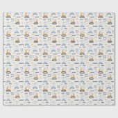 Papier Cadeau Site de construction mignon Briques Grue Digger En (Plat)