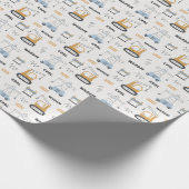 Papier Cadeau Site de construction mignon Briques Grue Digger En (Coin)