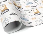 Papier Cadeau Site de construction mignon Briques Grue Digger En (Coin rond)