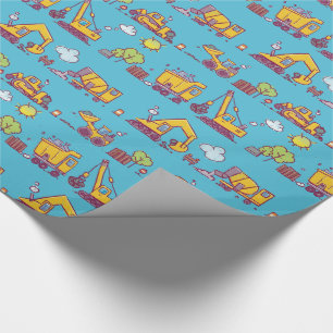 Papier Cadeau Site de construction pour enfants et véhicules