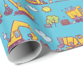 Papier Cadeau Site de construction pour enfants et véhicules (Coin rond)