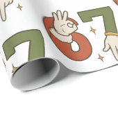 Papier Cadeau Six Seven 67 6 7 Christmas Santa Elf Meme (Coin rond)