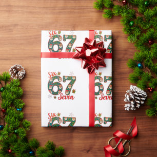 Papier Cadeau Six Seven 67 6 7 Mème Noël Xmas Chapeau de Père No