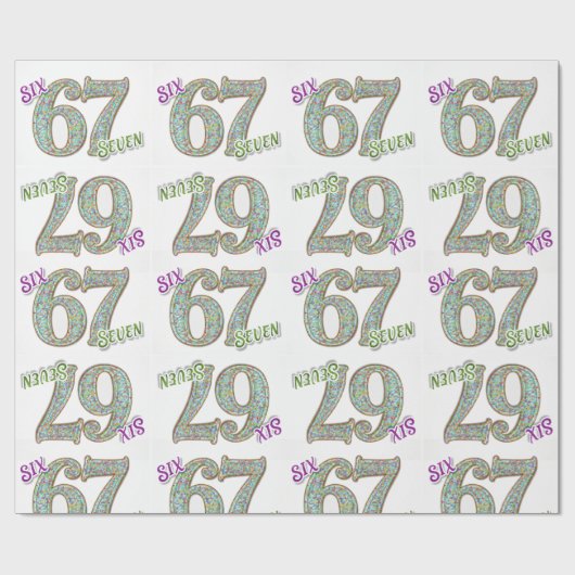 Papier Cadeau Six Seven, Confetti Birthday (Plat)