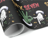 Papier Cadeau Six Seven Meme Funny Mean Guy Christmas Viral 6 7 (Coin rond)