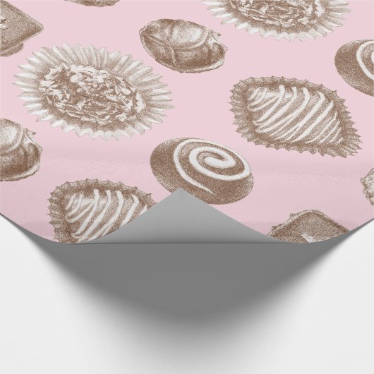 Papier Cadeau Six truffes de chocolat dans une conception répété (Coin)