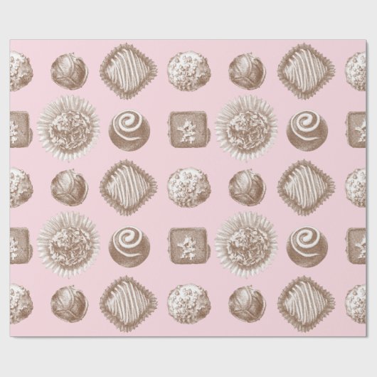 Papier Cadeau Six truffes de chocolat dans une conception répété (Plat)
