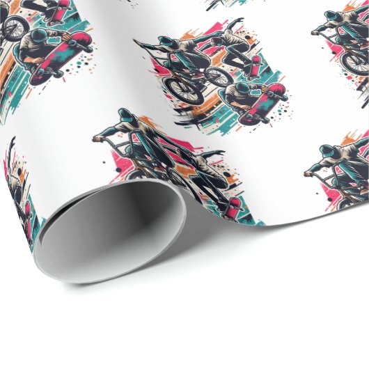 Papier Cadeau Skateboard & BMX (Coin rond)