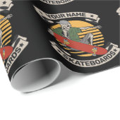 Papier Cadeau Skateboard personnalisé Nez Grab Skeleton Skeleton (Coin rond)