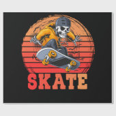Papier Cadeau Skateboard Retro Skateboard Vintage (Plat)