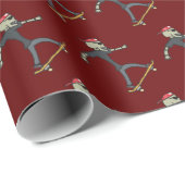 Papier Cadeau Skateboard Skeleton (Coin rond)