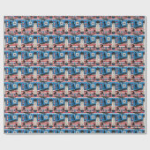 Papier Cadeau Skateboarding Patriotic USA (Plat)