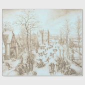 Papier Cadeau SKATERS D'HIVER Vintage Papier d'enveloppement de (Plat)