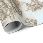 Papier Cadeau SKATERS D'HIVER Vintage Papier d'enveloppement de (Coin rond)