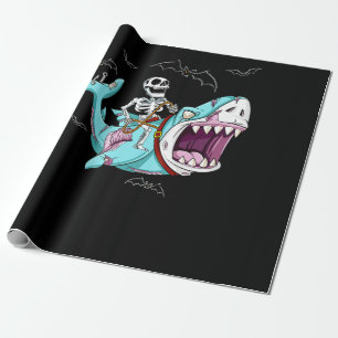 Papier Cadeau Skeleton équitation Zombie Shark Funny Halloween c