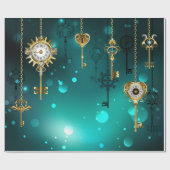 Papier Cadeau Skeleton Keys on Green Background (Plat)