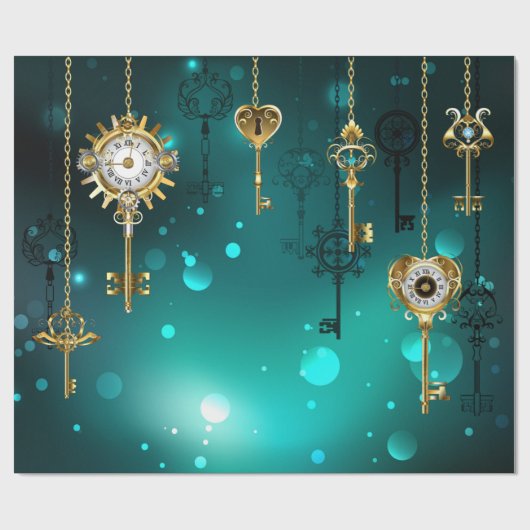 Papier Cadeau Skeleton Keys on Green Background (Plat)