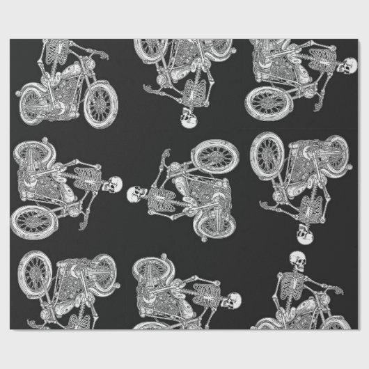 Papier Cadeau Skeleton Ride A Harley (Plat)