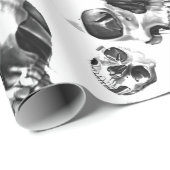 Papier Cadeau Skeleton Skull Art Pattern (Coin rond)