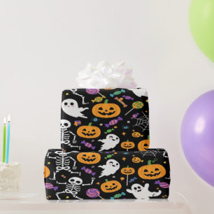 Papier Cadeau Skeletons mignons et Déplaisants pour Halloween