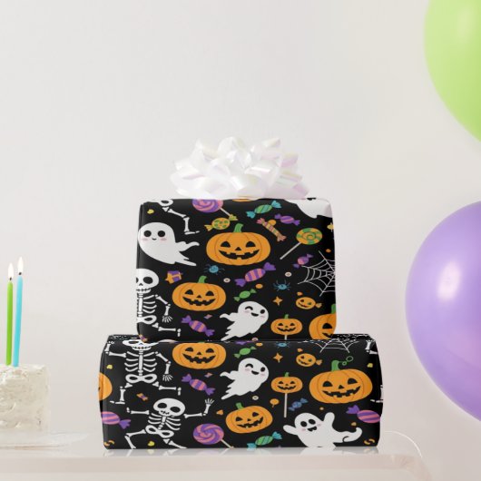 Papier Cadeau Skeletons mignons et Déplaisants pour Halloween (Cadeaux de fête)