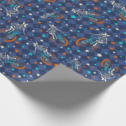 Papier Cadeau Skeletons on BMX Bikes Patterned (Coin)