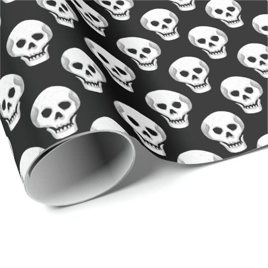 Papier Cadeau Sketchy Halloween Motif crâne (Coin rond)
