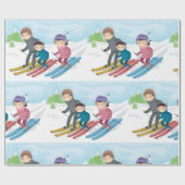 Papier Cadeau Ski en famille (Plat)