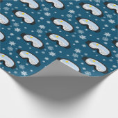 Papier Cadeau Ski Goggets Mountain View Flocs de neige Navy Blue (Coin)