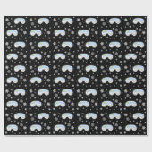 Papier Cadeau Ski Goggets Mountain View Flocs de neige Noir (Plat)