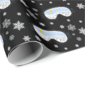 Papier Cadeau Ski Goggets Mountain View Flocs de neige Noir (Coin rond)