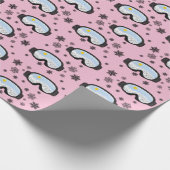 Papier Cadeau Ski Goggets Mountain View Flocs de neige rose (Coin)