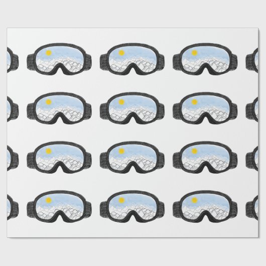 Papier Cadeau Ski Goggles Mountain View Illustration (Plat)