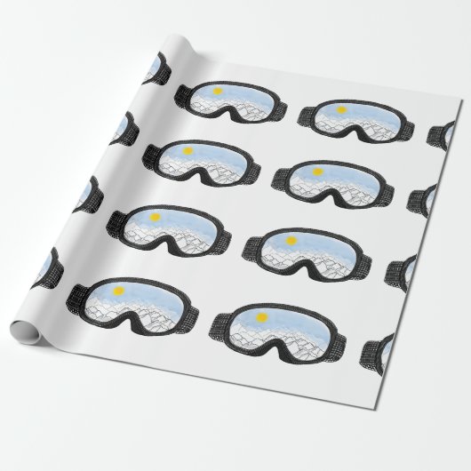 Papier Cadeau Ski Goggles Mountain View Illustration (Déroulé)