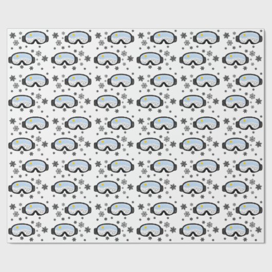 Papier Cadeau Ski Goggles Mountain View Snowflakes Illustration (Plat)