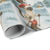Papier Cadeau Ski Noël SiameseCatLovers vacances d'hiver (Coin rond)