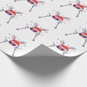 Papier Cadeau Ski Père Noël Rabbit avec Santa Hat et bâtons de s (Coin)