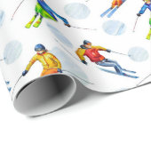 Papier Cadeau Ski sur neige (Coin rond)