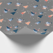 Papier Cadeau Skier Dans Les Snowflakes Sur Grey (Coin)