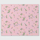 Papier Cadeau Skieurs roses Ski d'ouverture Noël Ski de vacances (Plat)