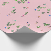 Papier Cadeau Skieurs roses Ski d'ouverture Noël Ski de vacances (Coin)