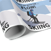 Papier Cadeau Skiing Just Go With The Flow Skiing (Coin rond)