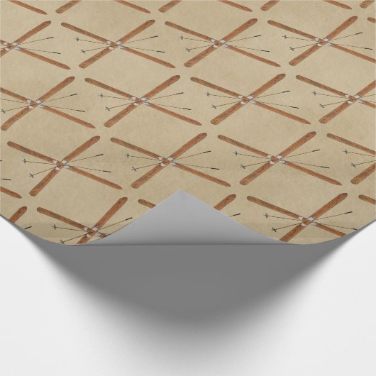 Papier Cadeau Skis De Fond Sur Papier Ancien (Coin)